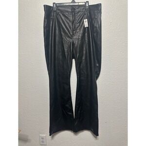 Old Navy Women's Black Faux Leather Higher High Rise Flare Pants Size 18